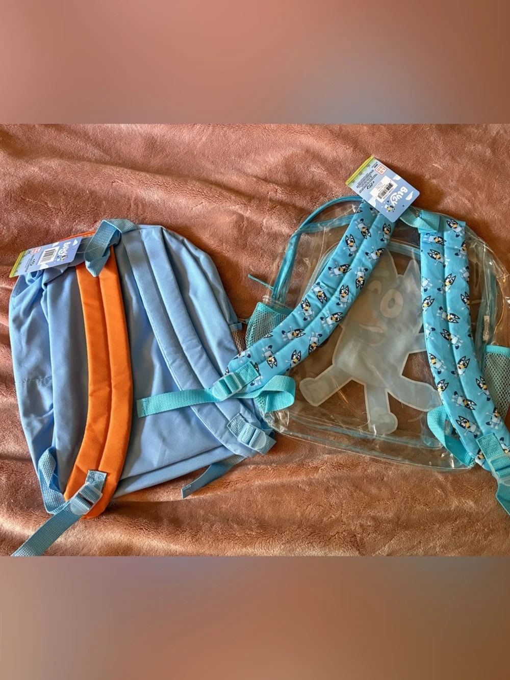 Bluey Kids Backpack Duo - Orange & Turquoise & Clear